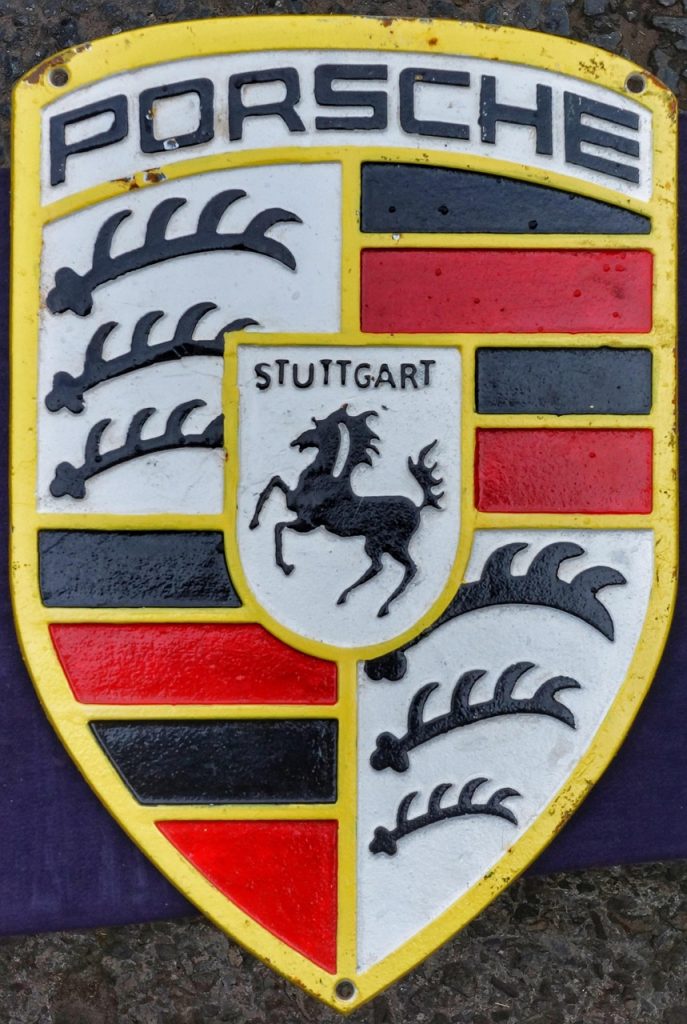 old, vintage, porsche, sign